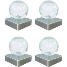 FLAVORA 4pcs Multicolor Solar Crackle Ball Fence Post Lights in Clear - Size: 0.6m2 - thumbnail 3