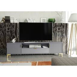 Mex Furniture LTD TV Unit Tide Crest 200cm - Dark Grey & Gold - thumbnail 5