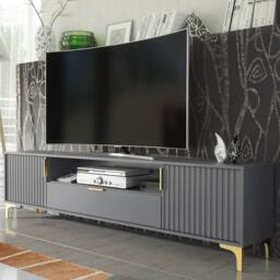 Mex Furniture LTD TV Unit Tide Crest 200cm - Dark Grey & Gold
