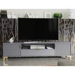 Mex Furniture LTD TV Unit Tide Crest 200cm - Dark Grey & Gold - thumbnail 4
