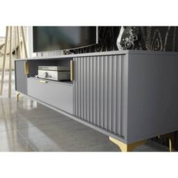 Mex Furniture LTD TV Unit Tide Crest 200cm - Dark Grey & Gold - thumbnail 3