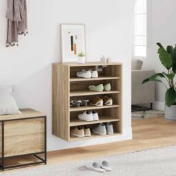 Berkfield Home Shoe Cabinet Sonoma Oak 60x35x70 cm Engineered Wood in Brown - Size: 60 x 35 x 70 cm - thumbnail 3