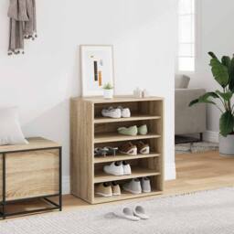 Berkfield Home Shoe Cabinet Sonoma Oak 60x35x70 cm Engineered Wood in Brown - Size: 60 x 35 x 70 cm - thumbnail 2