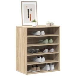 Berkfield Home Shoe Cabinet Sonoma Oak 60x35x70 cm Engineered Wood in Brown - Size: 60 x 35 x 70 cm - thumbnail 4
