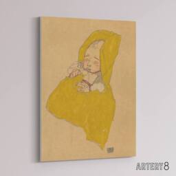 "Artery8 Infant Portrait in a Changing Pad Schiele Canvas Wall Art Print in Beige - Size: W12"" x H16""" - thumbnail 2