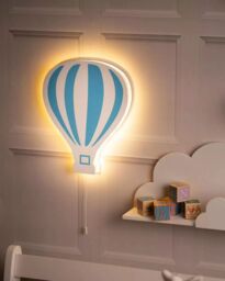 Marco Paul Blue Hot Air Balloon Night Light Nursery Kid's Room Decoration Wall Lamp Chord - thumbnail 6