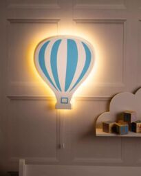 Marco Paul Blue Hot Air Balloon Night Light Nursery Kid's Room Decoration Wall Lamp Chord - thumbnail 4