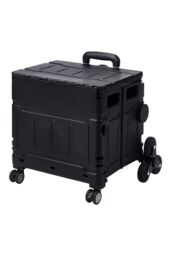 H&O Direct 75L Folding Shopping Cart Plastic Stairs Climbing Trolley Cart in Black - thumbnail 4