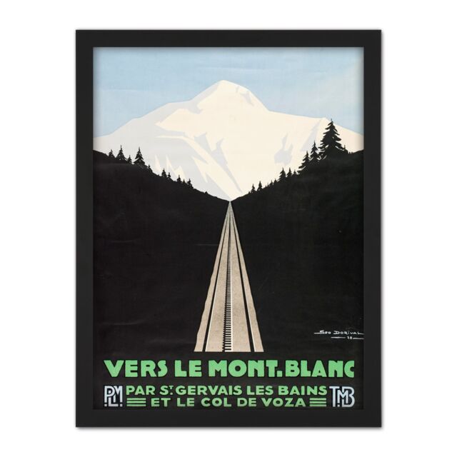"Artery8 Wall Art Print Dorival Mont Blanc St Gervais France Travel Advert Large Framed Wall Décor Art in Black - Size: W18"" x H24""" - image 1