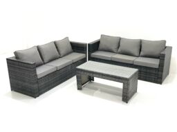 Fimous Garden Outdoor Rattan Furniture Set with Sofa Coffee table Dark Grey Mixed - thumbnail 2