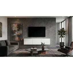 PAWNORA TV Unit Wall Mounted Floating Cabinet 3 Cabintes - 180cm in White - thumbnail 2
