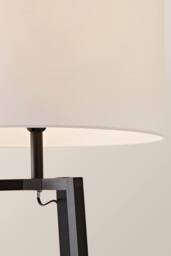 ValueLights Hiru Black 3 Tier Wooden Shelf Floor Lamp with Large Drum Shade in White - thumbnail 4