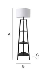 ValueLights Hiru Black 3 Tier Wooden Shelf Floor Lamp with Large Drum Shade in White - thumbnail 7