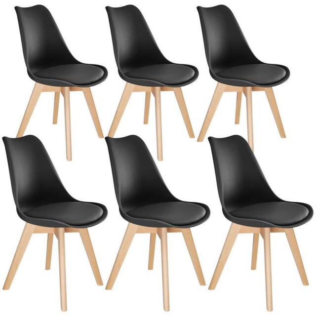 tectake Dining Chair Set Frederikke Set Of 6 - Black - Size: 6 Pack - image 1