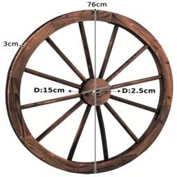 Gr8 Garden Set of 2 76cm Rustic Wooden Garden Wagon Wheels in Brown - thumbnail 7