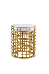 Orsina Distinctive Set Of 2 Tables With Jupiter Base, Metallic Nesting Table, old Finish Bedside Table For Bedroom in White - thumbnail 5