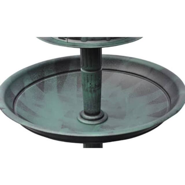 Berkfield Home Decorative Bird Bath/ Feeder with Solar Light in Green - image 1