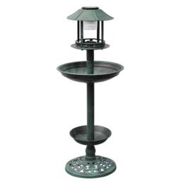 Berkfield Home Decorative Bird Bath/ Feeder with Solar Light in Green - thumbnail 2