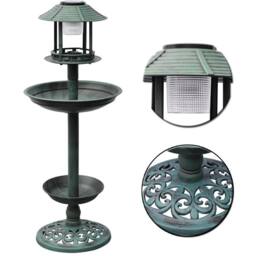 Berkfield Home Decorative Bird Bath/ Feeder with Solar Light in Green - thumbnail 6
