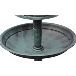 Berkfield Home Decorative Bird Bath/ Feeder with Solar Light in Green - thumbnail 1