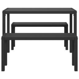 Berkfield Home 3-Piece Garden Dining Set - Steel & WPC in Black - thumbnail 7