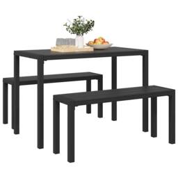 Berkfield Home 3-Piece Garden Dining Set - Steel & WPC in Black - thumbnail 3