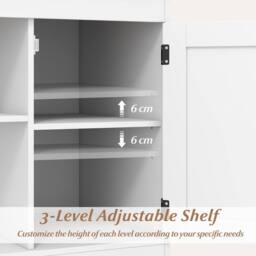 Costway Farmhouse Nightstand w/Charging Station Wooden Bedside Table End Table in White - thumbnail 8