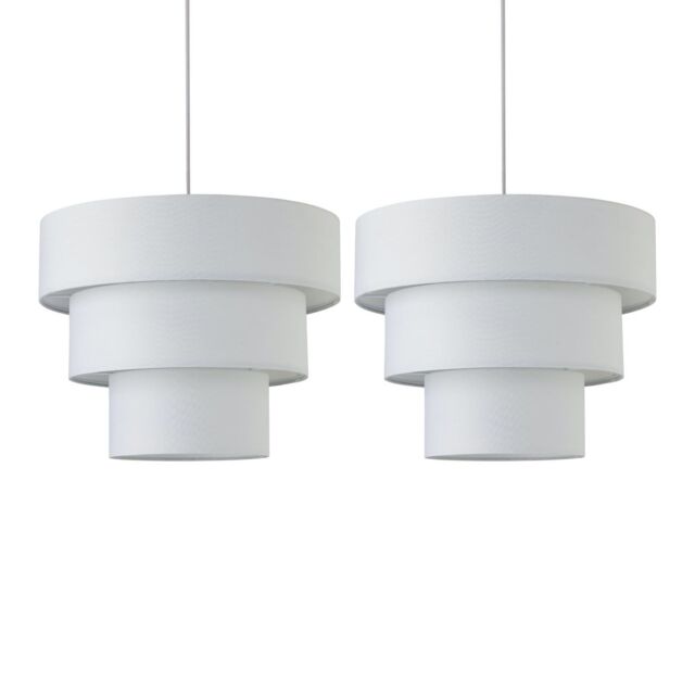 First Choice Lighting Set of 2 Barty - White 38cm Tiered Pendant Shades - image 1
