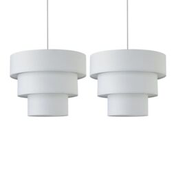 First Choice Lighting Set of 2 Barty - White 38cm Tiered Pendant Shades - thumbnail 1