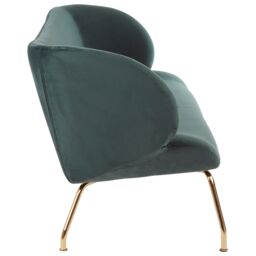 Orsina Green 2 Seat Sofa with Gold Metal Legs, Curved Backrest Upholstered Fabric Couch, Modern Two Seater Sofa - thumbnail 4