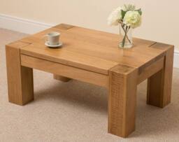 Thats Furniture Kuba Chunky Small Oak Coffee Table for Living Room in Light Oak - thumbnail 3