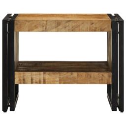 Berkfield Home Coffee Table 50x50x38 cm Solid Rough Wood Mango in Brown - Size: 50 x 50 x 38 cm - thumbnail 4