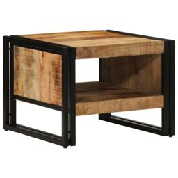 Berkfield Home Coffee Table 50x50x38 cm Solid Rough Wood Mango in Brown - Size: 50 x 50 x 38 cm - thumbnail 2