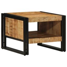 Berkfield Home Coffee Table 50x50x38 cm Solid Rough Wood Mango in Brown - Size: 50 x 50 x 38 cm - thumbnail 3