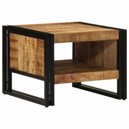 Berkfield Home Coffee Table 50x50x38 cm Solid Rough Wood Mango in Brown - Size: 50 x 50 x 38 cm - thumbnail 1