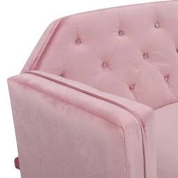 Comfy Living Ltd Plush Velvet Tufted Sofa Bed In Various Colours With Black & Gold Legs in Pink - thumbnail 6