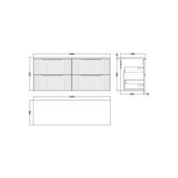 Balterley Tixall Fluted 4 Drawer Wall Hung Vanity Unit, Satin Blue, 1215mm in Blue - thumbnail 2