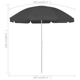Berkfield Home Beach Umbrella Anthracite 240 cm in Black - thumbnail 6