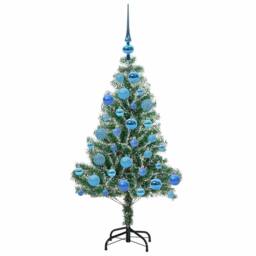 Berkfield Home Artificial Christmas Tree Snow Flocked with LED Light 120 cm in Green - thumbnail 4