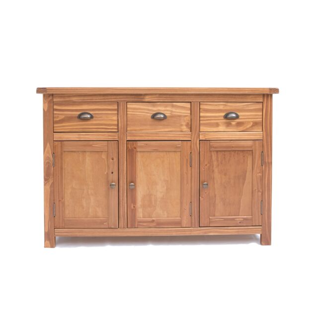 Cabinet Bits Padua Lacquered 3 Drawer 3 Door Sideboard Brass Cup Handle in Brown - image 1