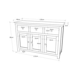 Cabinet Bits Padua Lacquered 3 Drawer 3 Door Sideboard Brass Cup Handle in Brown - thumbnail 3