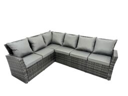 Fimous 9 Seat Rattan High Back Corner Sofa Set with 2 Big Stools in Dark Grey - thumbnail 4