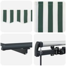 Berkfield Home Manual Retractable Awning Green & White 400x300 cm - thumbnail 8