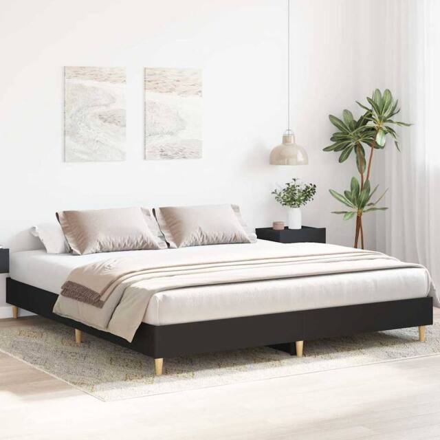 Berkfield Home Durable Bed Frame No Mattress Black 200x200 cm Engineered Wood - image 1