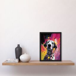 "Artery8 Wall Art Print Dalmatian Dog Lover Gift Pet Portrait Purple Orange Artwork Painting Art Framed - Size: W12"" x H16""" - thumbnail 4