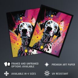 "Artery8 Wall Art Print Dalmatian Dog Lover Gift Pet Portrait Purple Orange Artwork Painting Art Framed - Size: W12"" x H16""" - thumbnail 2