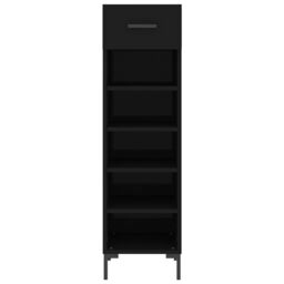 Berkfield Home Shoe Cabinet Black 30x35x105 cm Engineered Wood - Size: 30 x 35 x 105 cm - thumbnail 6