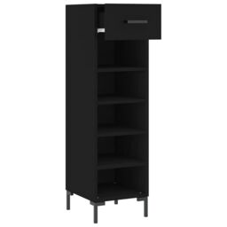 Berkfield Home Shoe Cabinet Black 30x35x105 cm Engineered Wood - Size: 30 x 35 x 105 cm - thumbnail 5