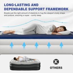 EONLION King Air Bed Inflatable Camping Air Mattress in Blue - thumbnail 4
