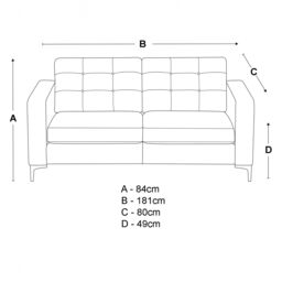 Furnishings For Less UK Smart Hackney Fabric 3 Seater Sofa Formal Saphire Blue or Pewter Grey - thumbnail 5